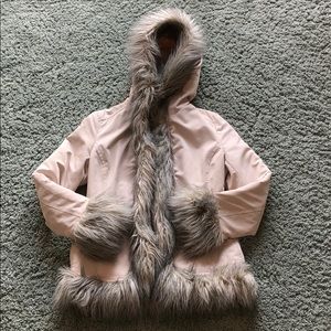 Uniqlo White fur trim jacket Size S